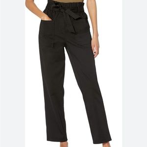 Genius Garb Black gathered tie waist Pants Belted Cotton Pants Size 10 High Rise